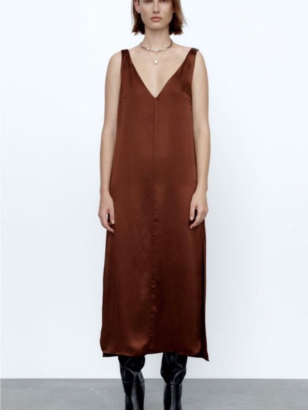 Zara Special Edition Satin Effect Dress NWT - Picture 8 of 8